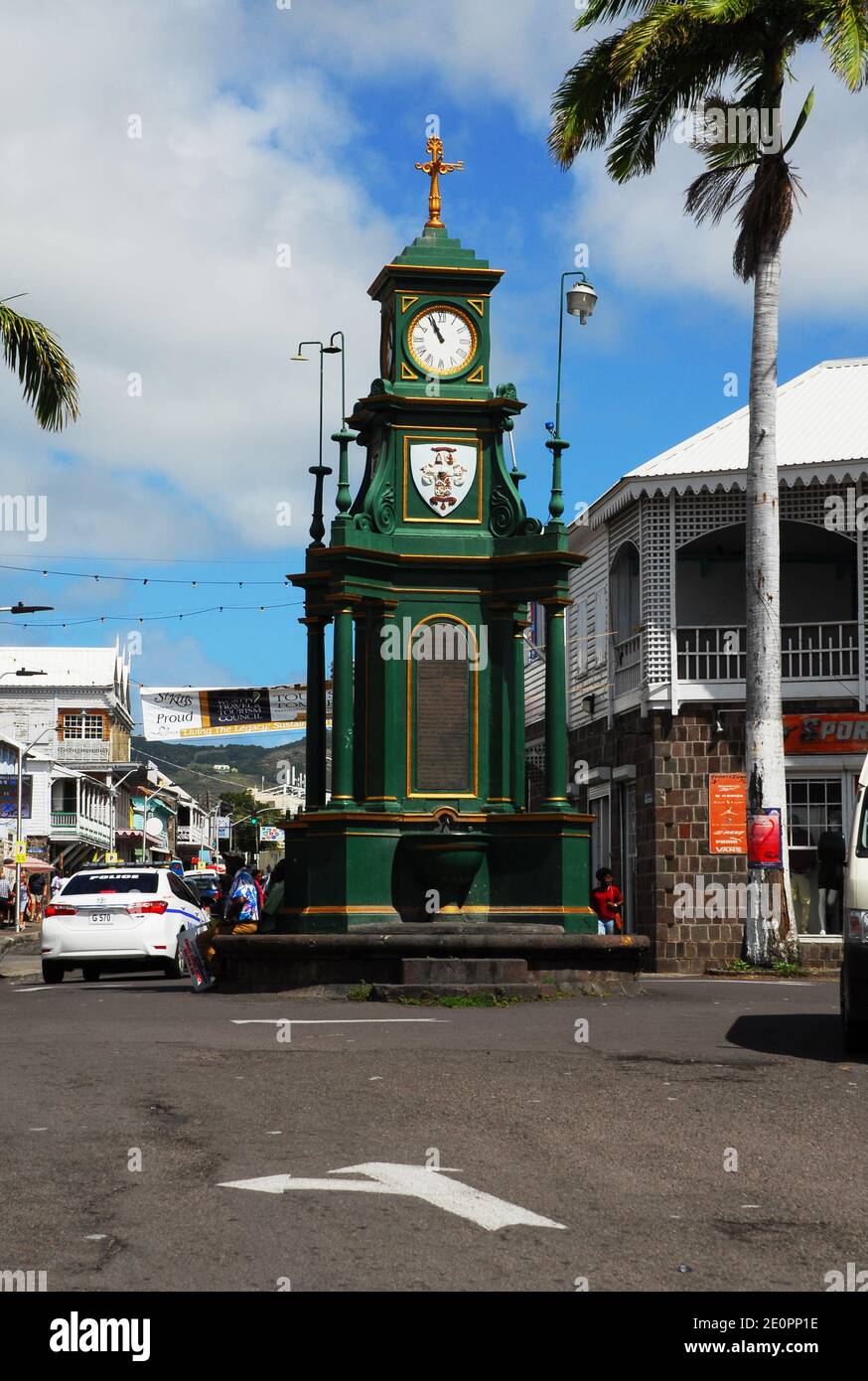 Caraïbes: Saint-Kitts-et-Nevis: Saint-Kitts: Basseterre: Le Cirque: Tour de l'horloge Banque D'Images