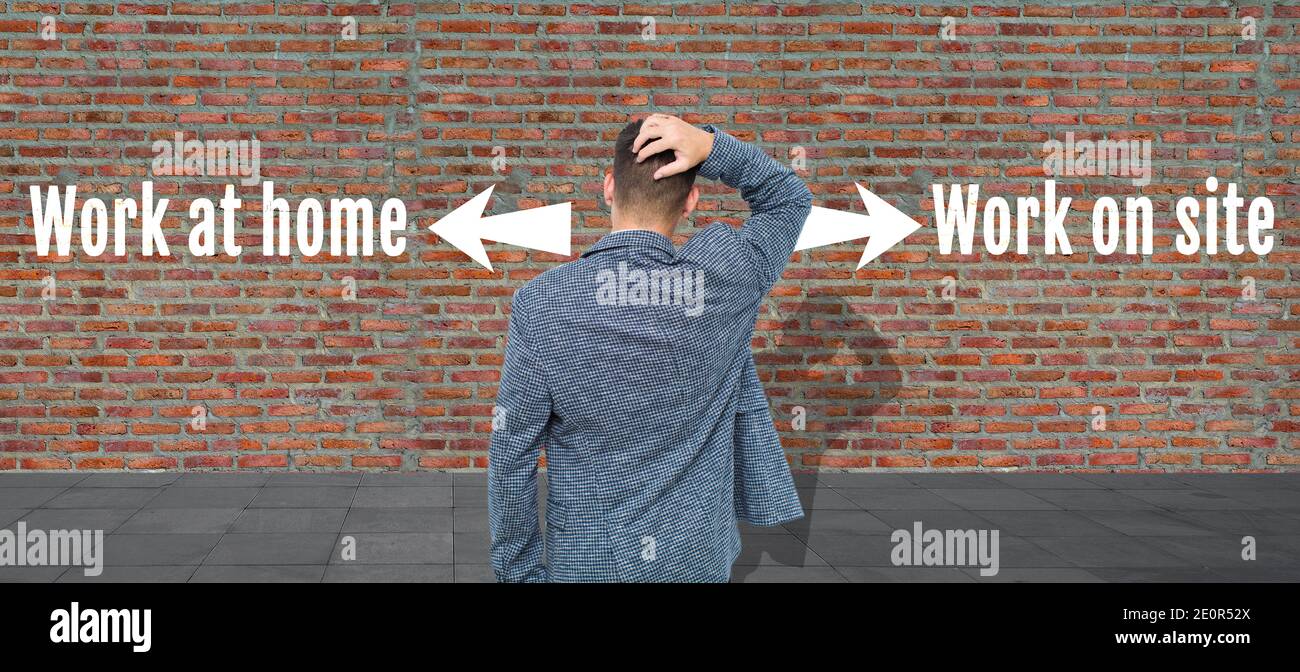 concept de choix, prise de décision, gens d'affaires choisissant une autre direction de stratégie Banque D'Images