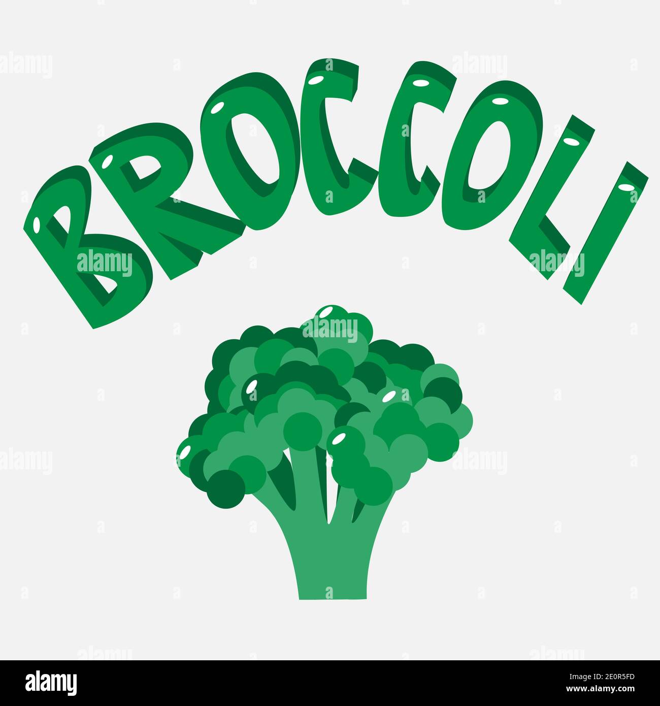 Illustration du vecteur de brocoli avec lettrage Illustration de Vecteur
