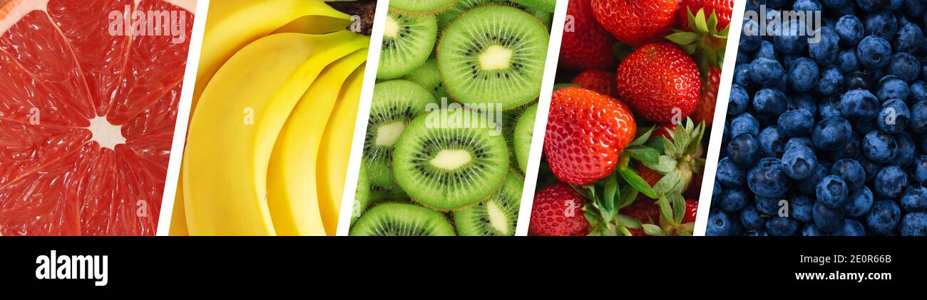 Collage de fruits et légumes frais Banque D'Images