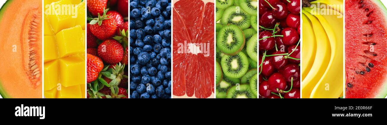 Collage de fruits et légumes frais Banque D'Images