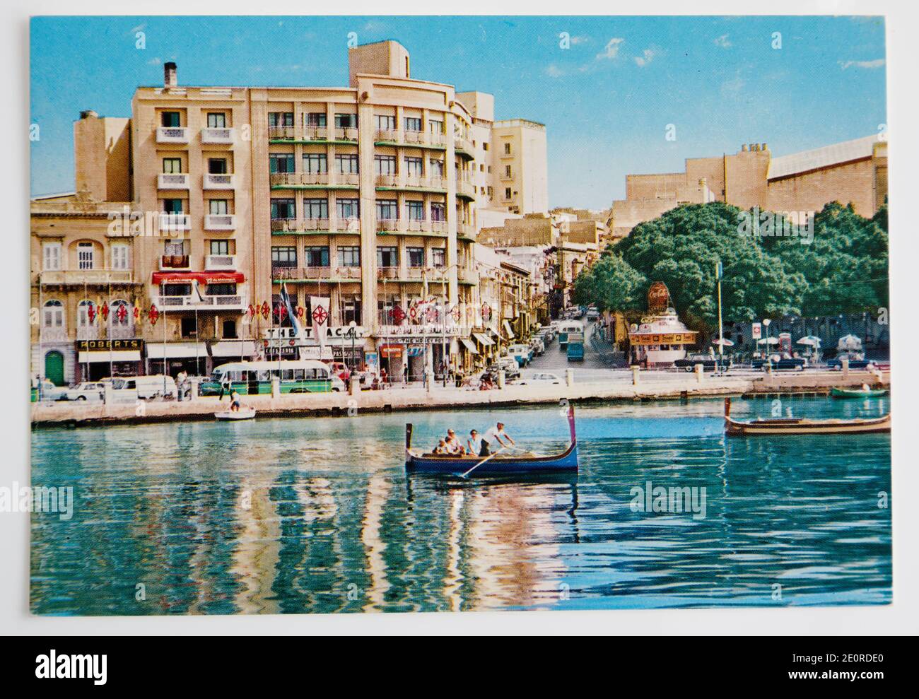 Ancienne carte postale montrant Sliema, Malte. Banque D'Images