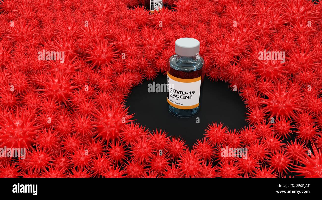 Effet du vaccin sur le virus - rendu 3D Banque D'Images