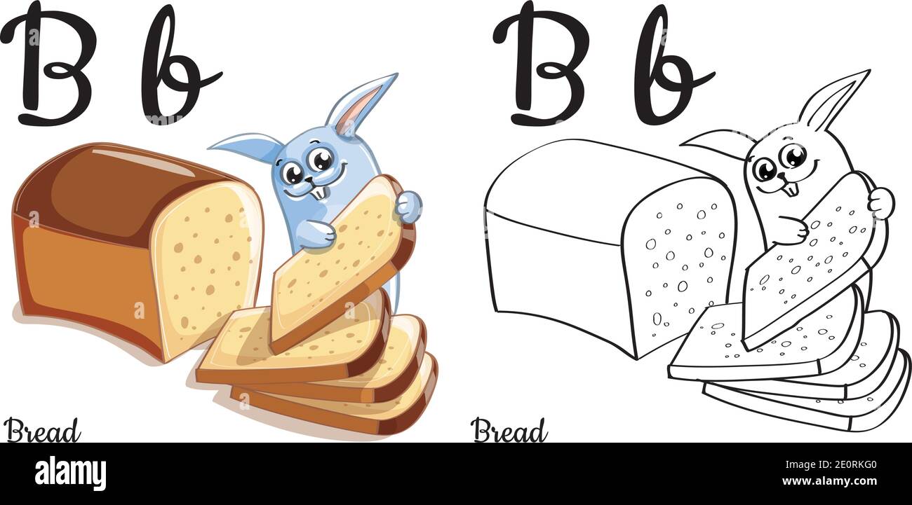 Pain. Lettre B de l'alphabet vectoriel, page de coloriage Illustration de Vecteur