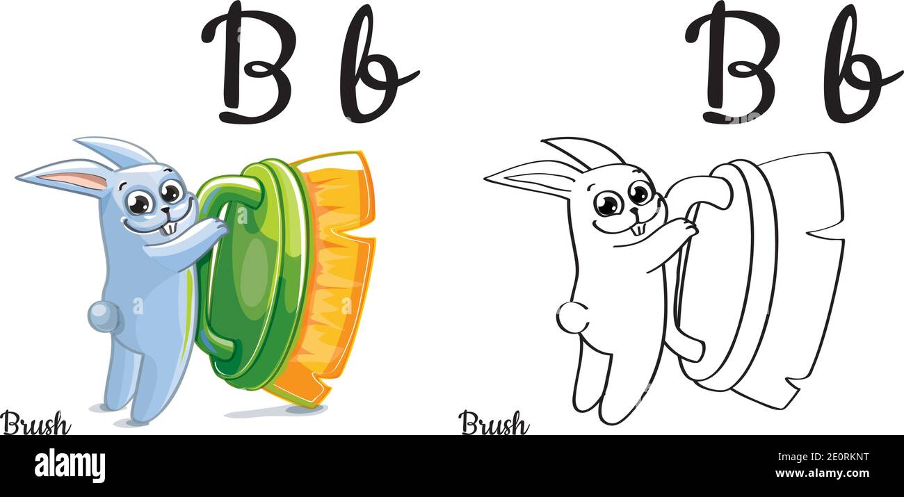 Brosse. Lettre B de l'alphabet vectoriel, page de coloriage Illustration de Vecteur