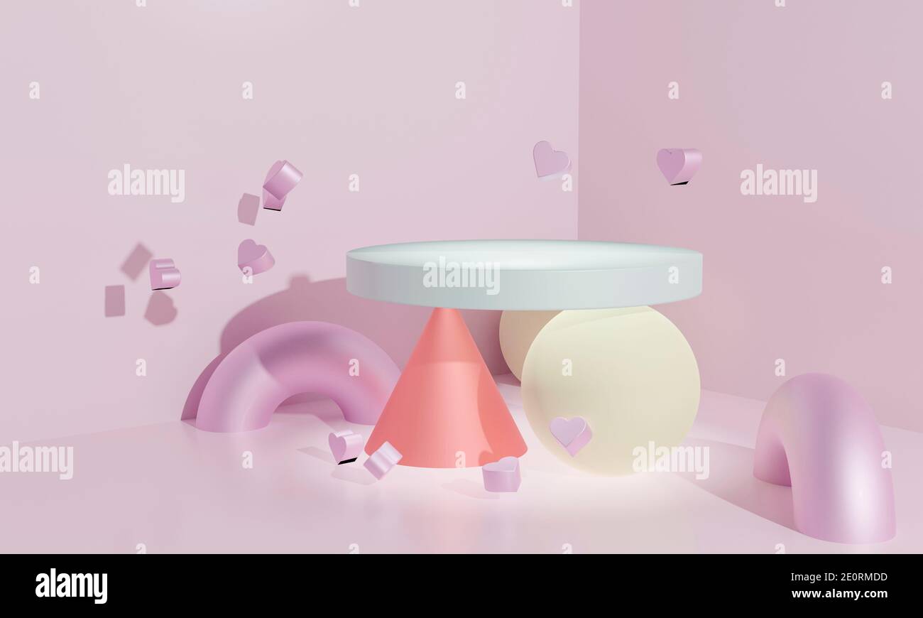 3d podium abstrait comme valentine amour concept pour mettre des cadeaux et des objets. illustration 3d. Banque D'Images