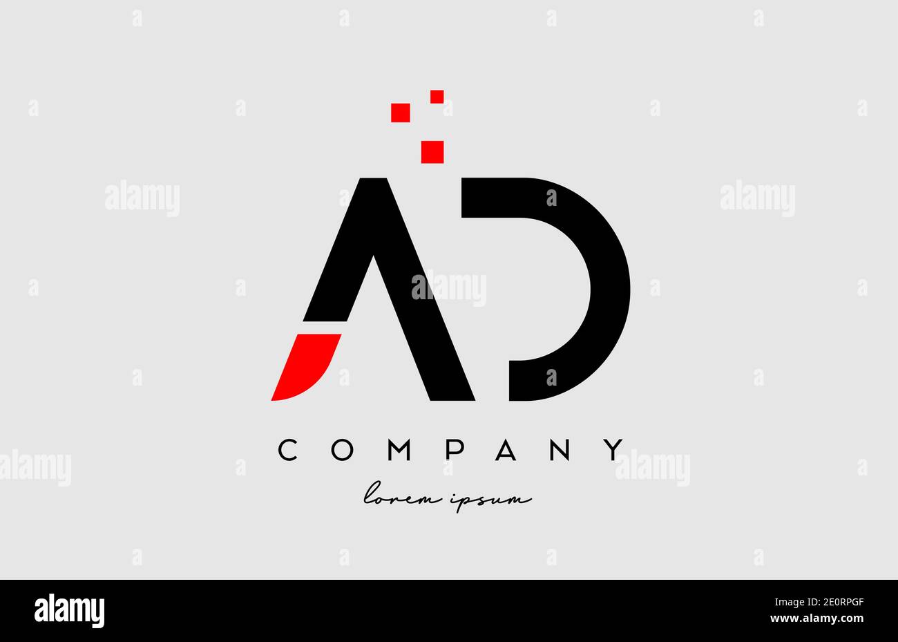 Noir rouge AD A D lettre lettre logo combinaison d'icône. Conception pour l'entreprise et les entreprises Illustration de Vecteur