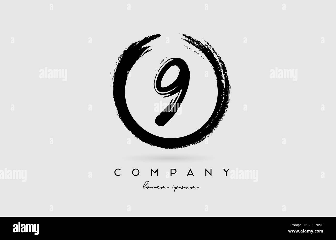 grunge numéro 9 logo icône. Design vintage pour les entreprises et les entreprises dans les couleurs blanc et noir avec cercle Illustration de Vecteur