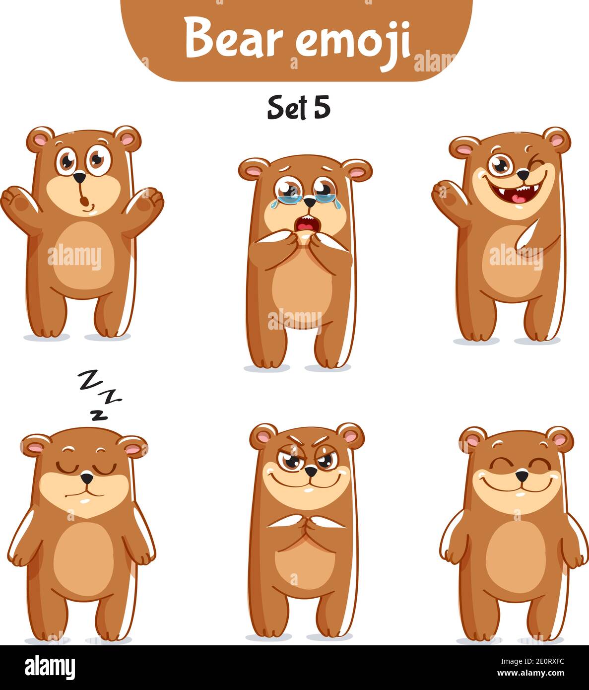 Ensemble vectoriel de personnages ours mignons. Ensemble 5 Illustration de Vecteur
