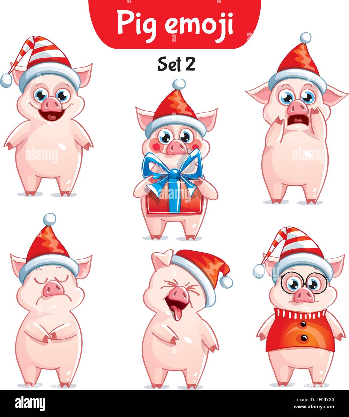 Jeu vectoriel de cochons de noël. Ensemble 2 Illustration de Vecteur