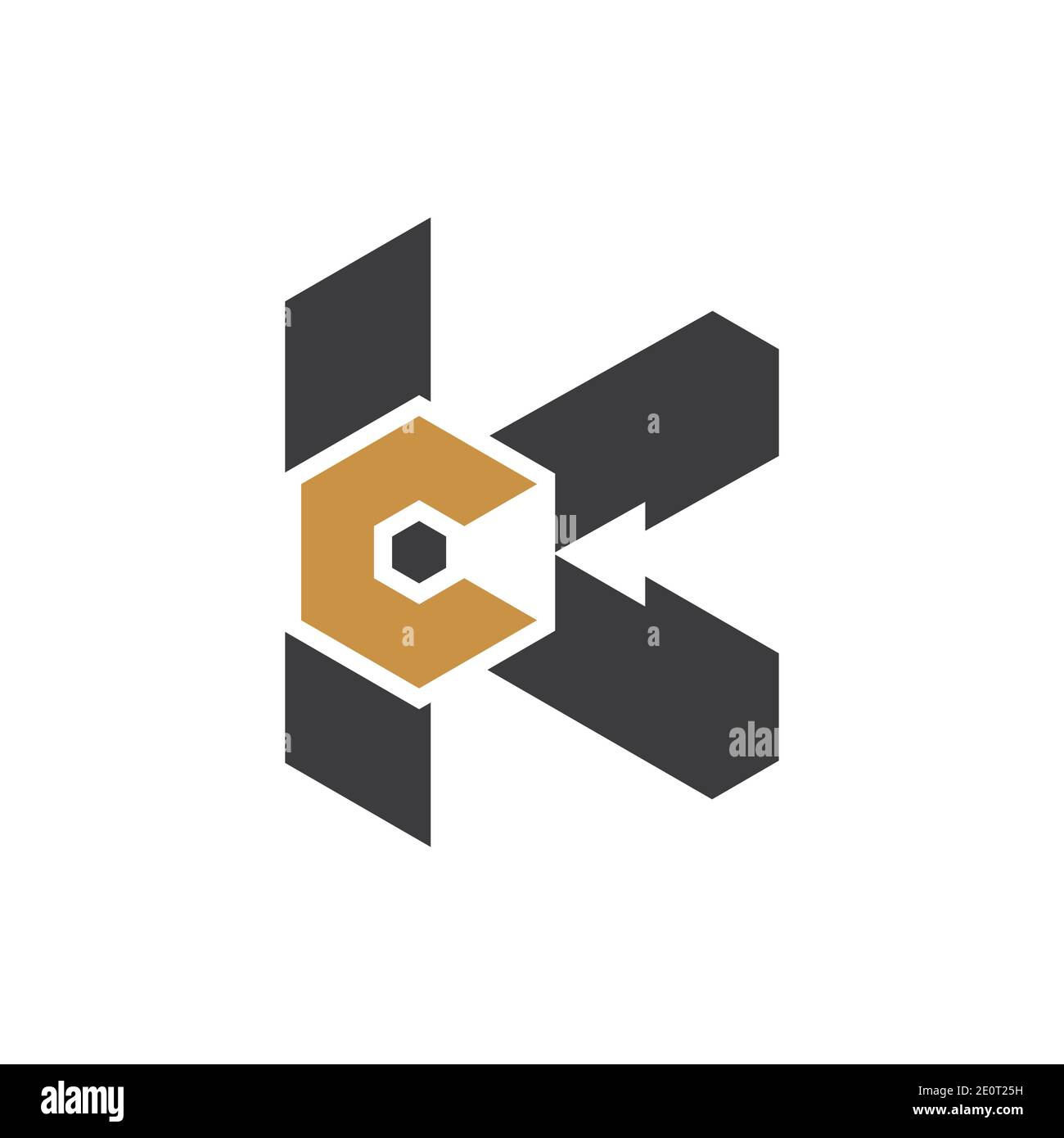 Motif abstrait et créatif avec logo représentant une lettre. Logo kc avec lettre liée. Illustration de Vecteur