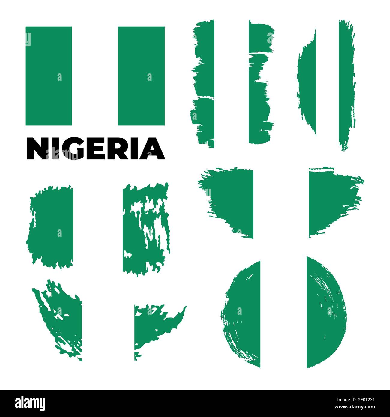 Drapeau national du Nigéria. Bouton carré gris métallisé brillant avec ombre. Illustration de Vecteur