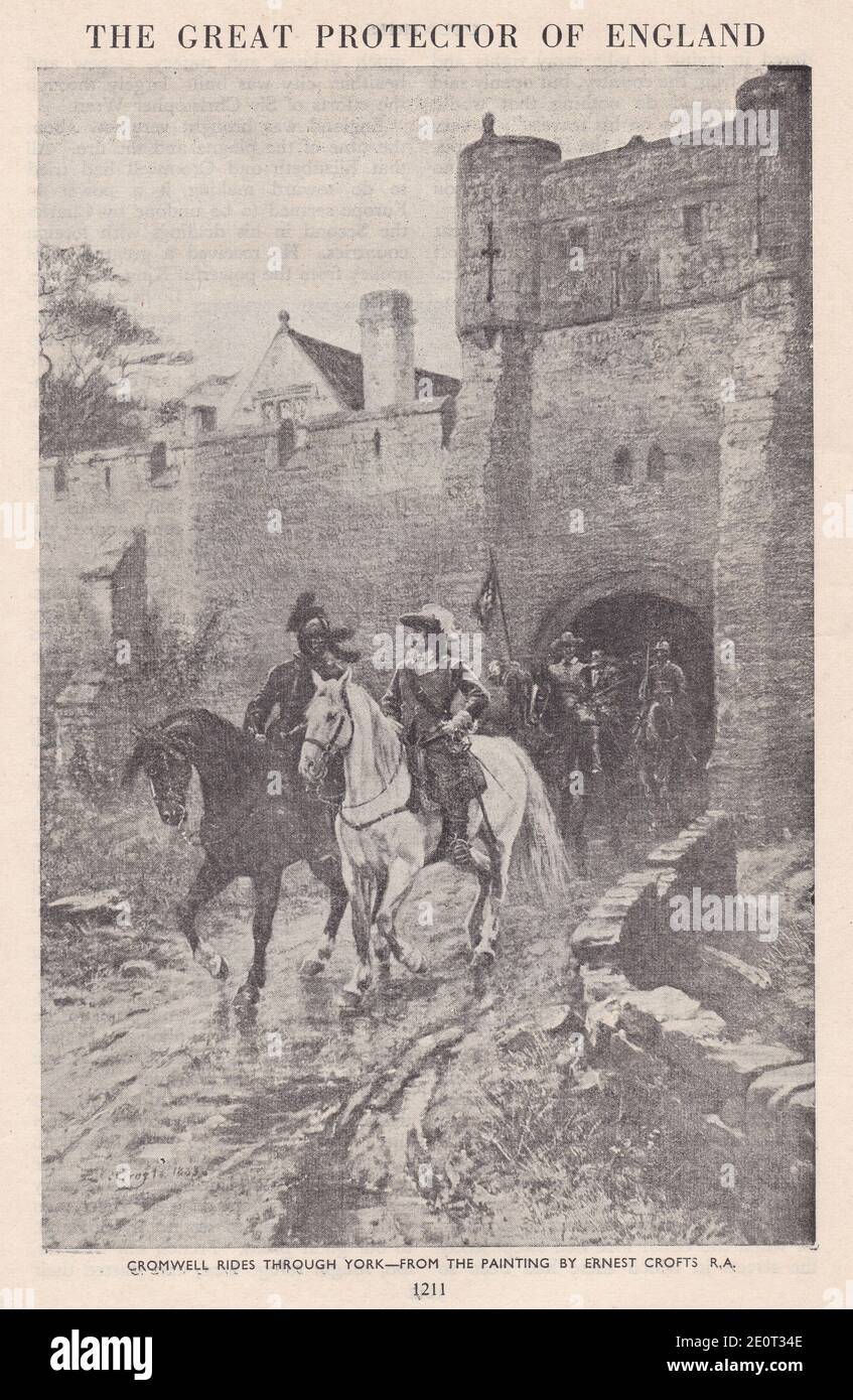 Le Grand protecteur d'Angleterre - Cromwell traverse York, de la peinture d'Ernest Crofts. Banque D'Images