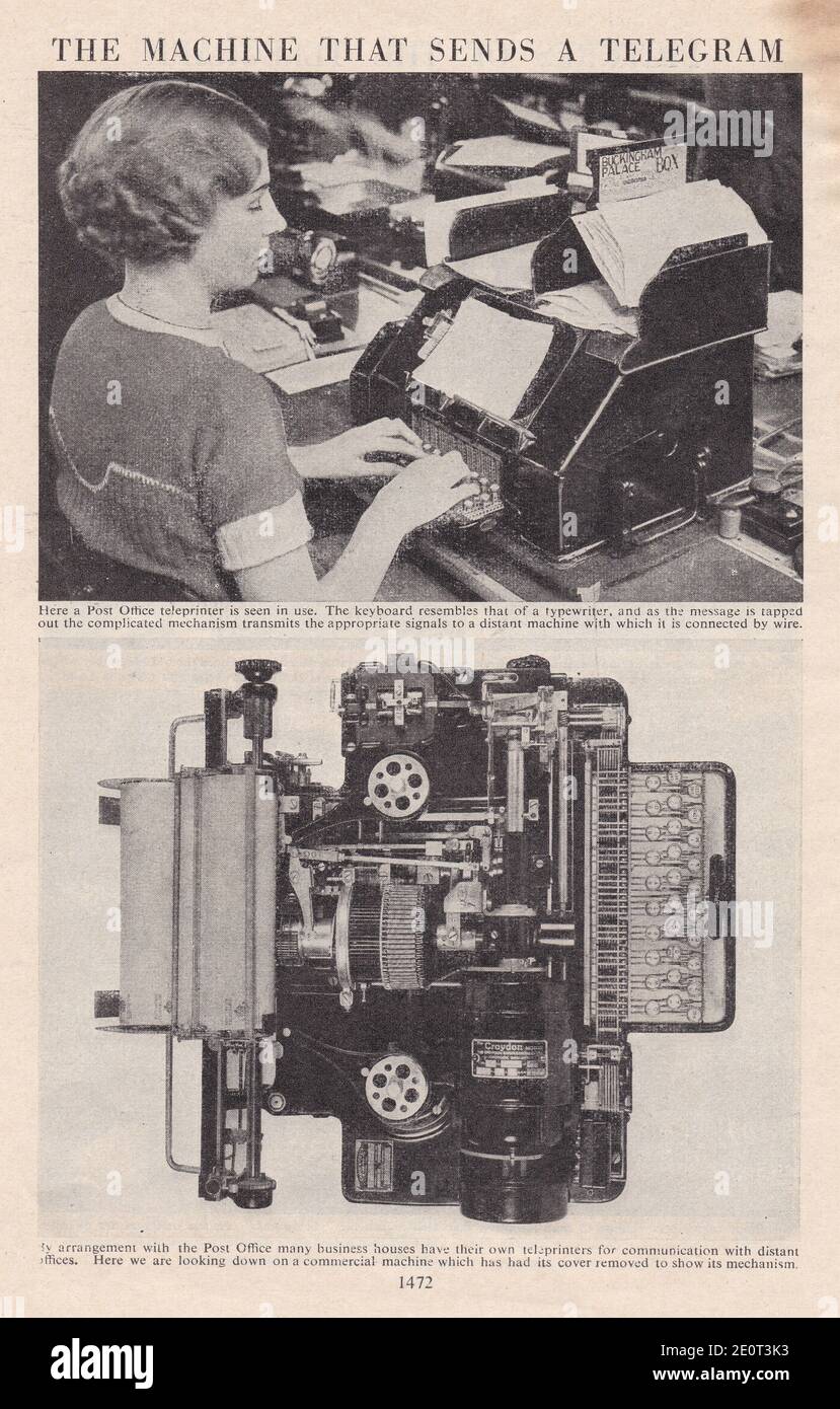 Le Telegraph - photos d'époque d'un téléimprimeur de bureau de poste. Banque D'Images