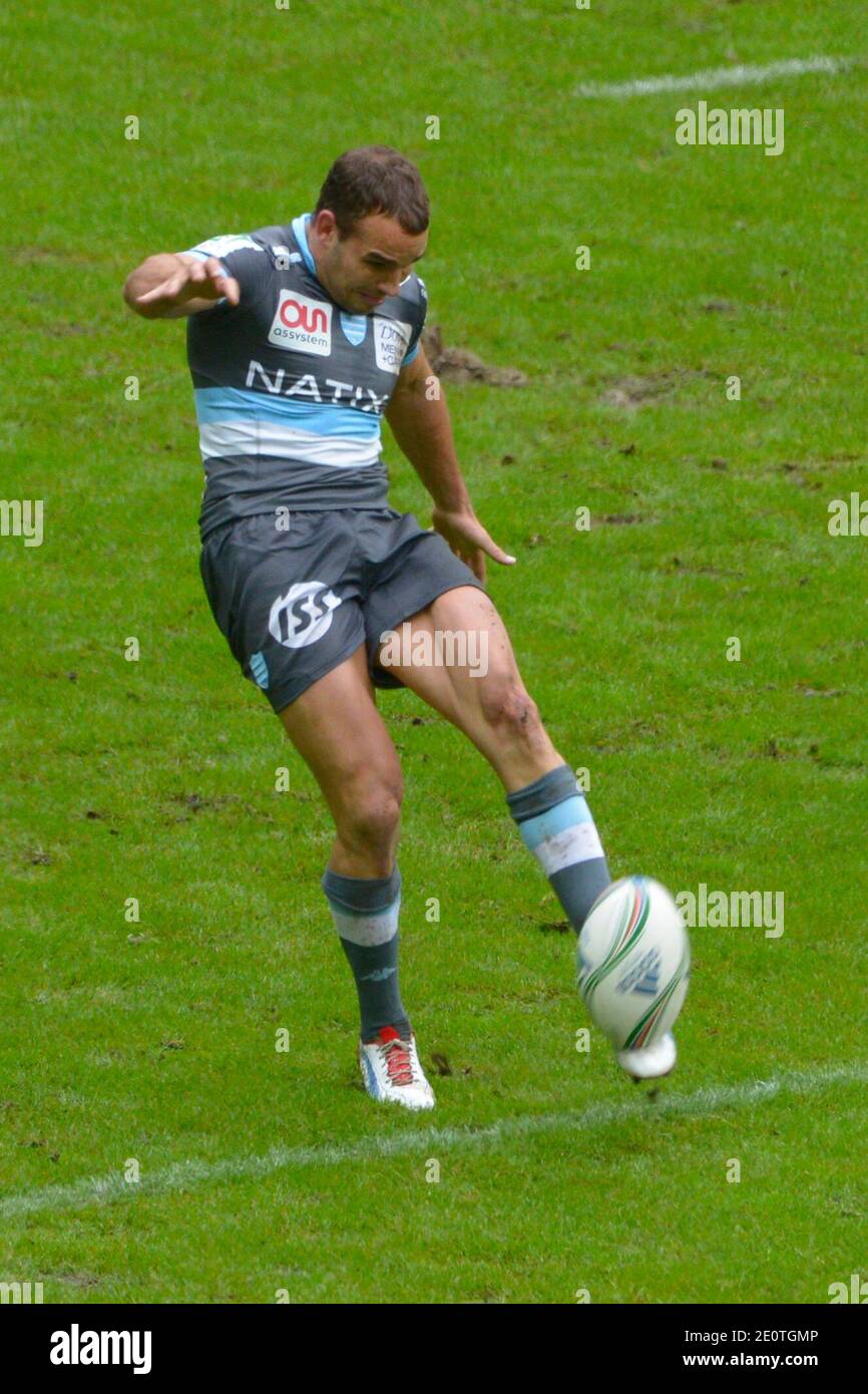 Course-Metro Olly Barkley lors de la Heineken Cup UN match de rugby, Racing-Metro vs Munster au Stade de France dans la banlieue Saint-Denis de Paris, France, le 13 octobre 2012. Racing-Metro a gagné 22-17. Photo de Henri Szwarc/ABACAPRESS.COM Banque D'Images