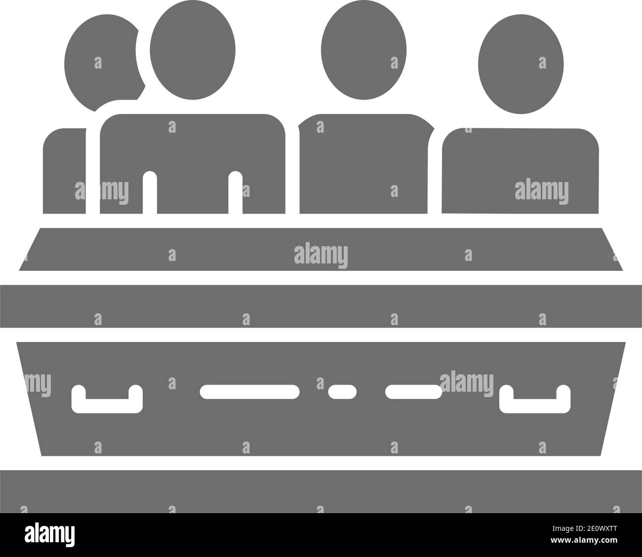 Personnes près de la tombe, cérémonie funéraire, cimetière icône grise. Illustration de Vecteur