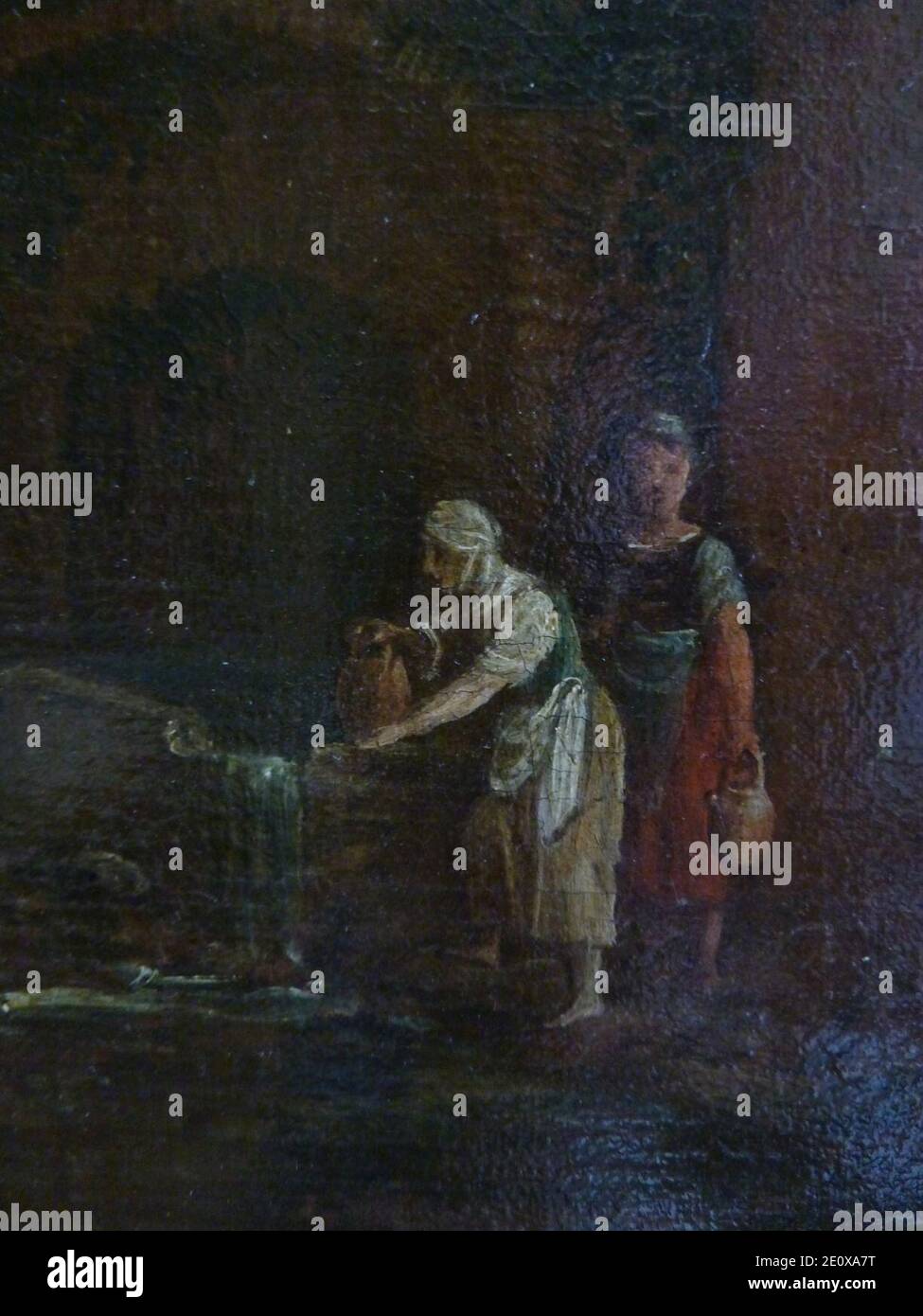 Les pèlerins d'Emmaüs par Paul Bril - détail fontaine. Banque D'Images