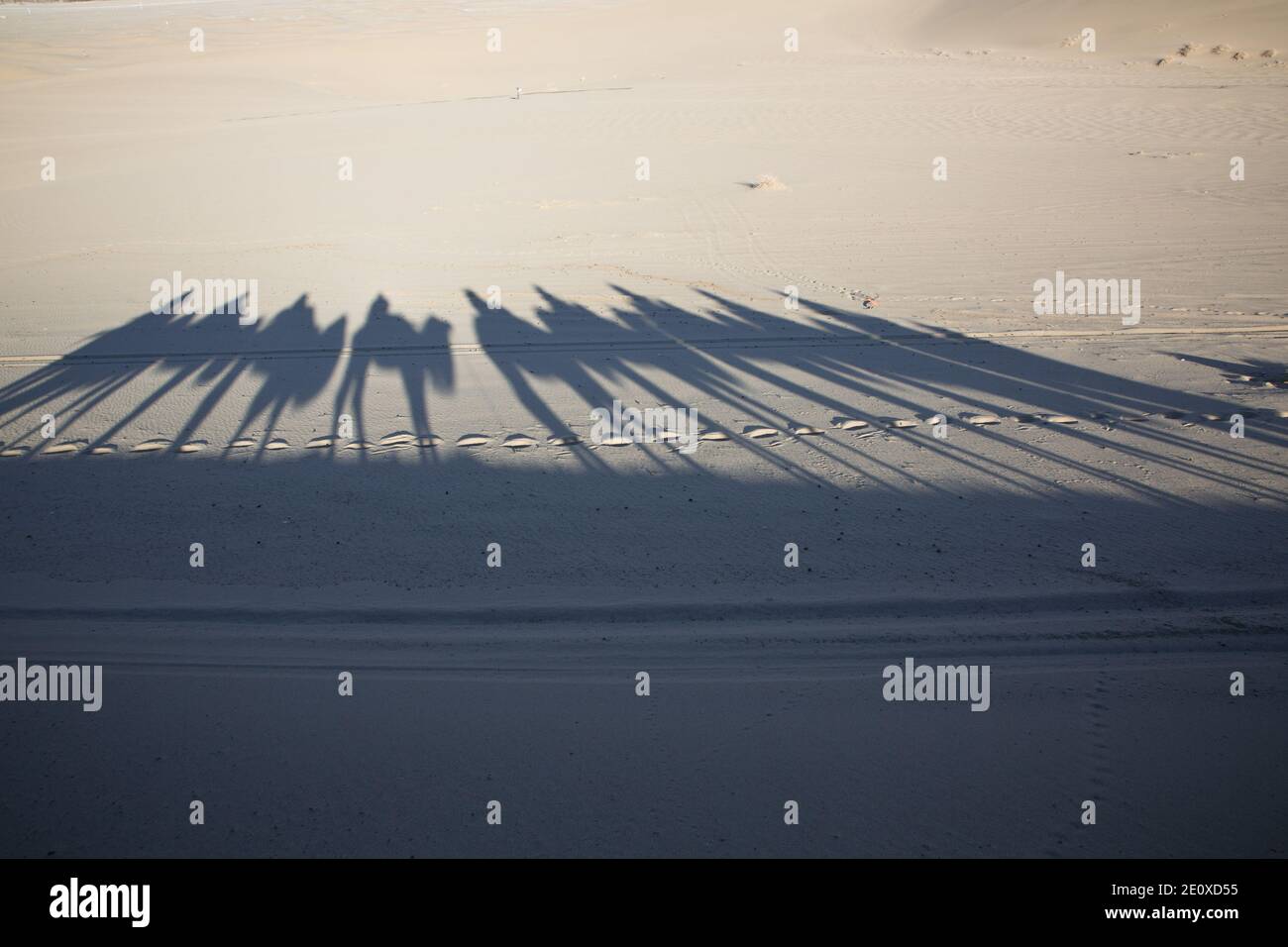 Echoing Sands et Crescent Moon Lake, Dunhuang, province de Gansu, Chine Banque D'Images