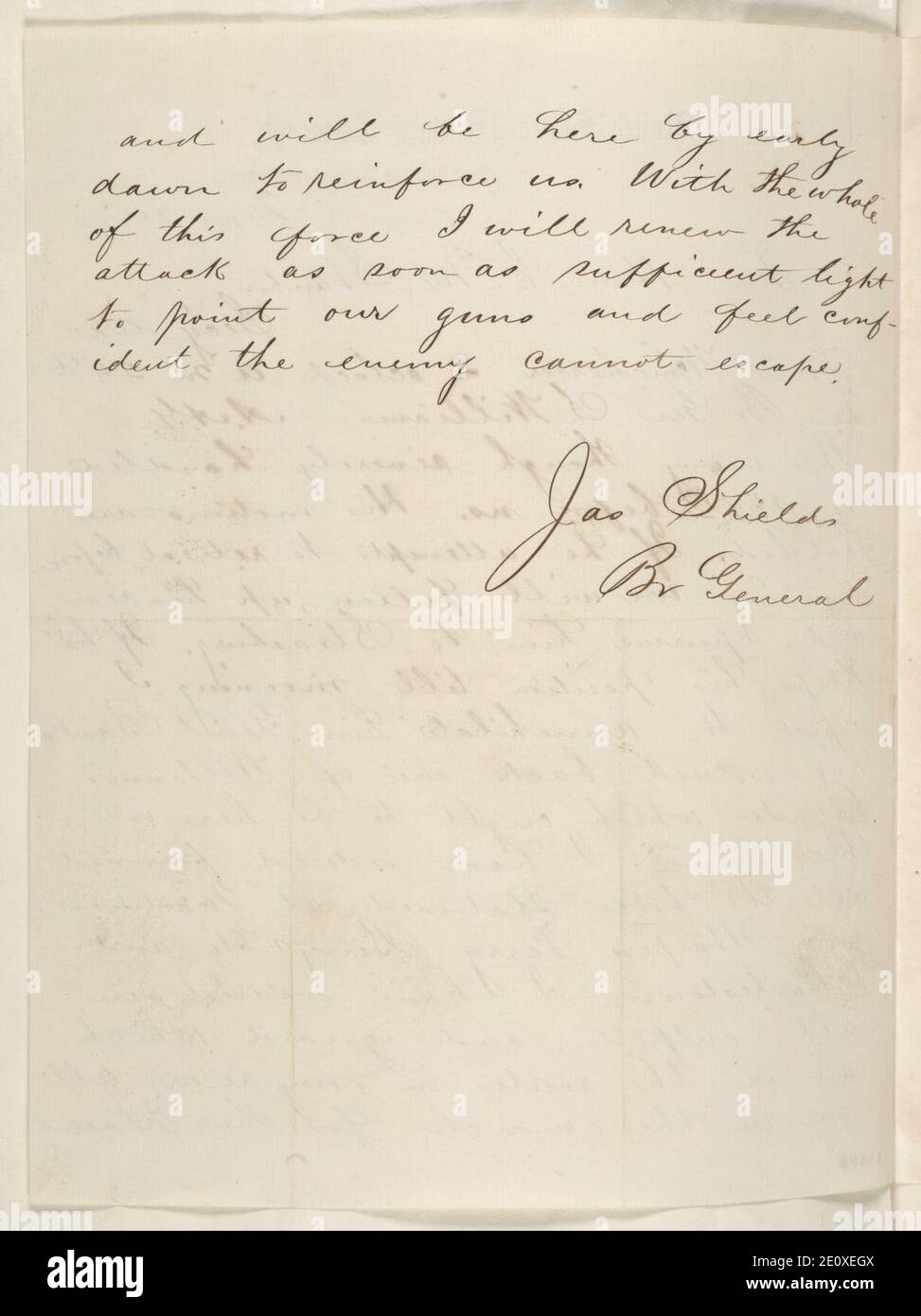 Lettre de James Shields à Edwin M. Stanton (2). Banque D'Images
