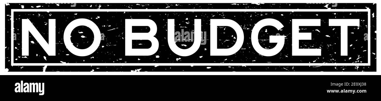 Grunge noir sans mot budget carré joint en caoutchouc estampé sur arrière-plan blanc Illustration de Vecteur