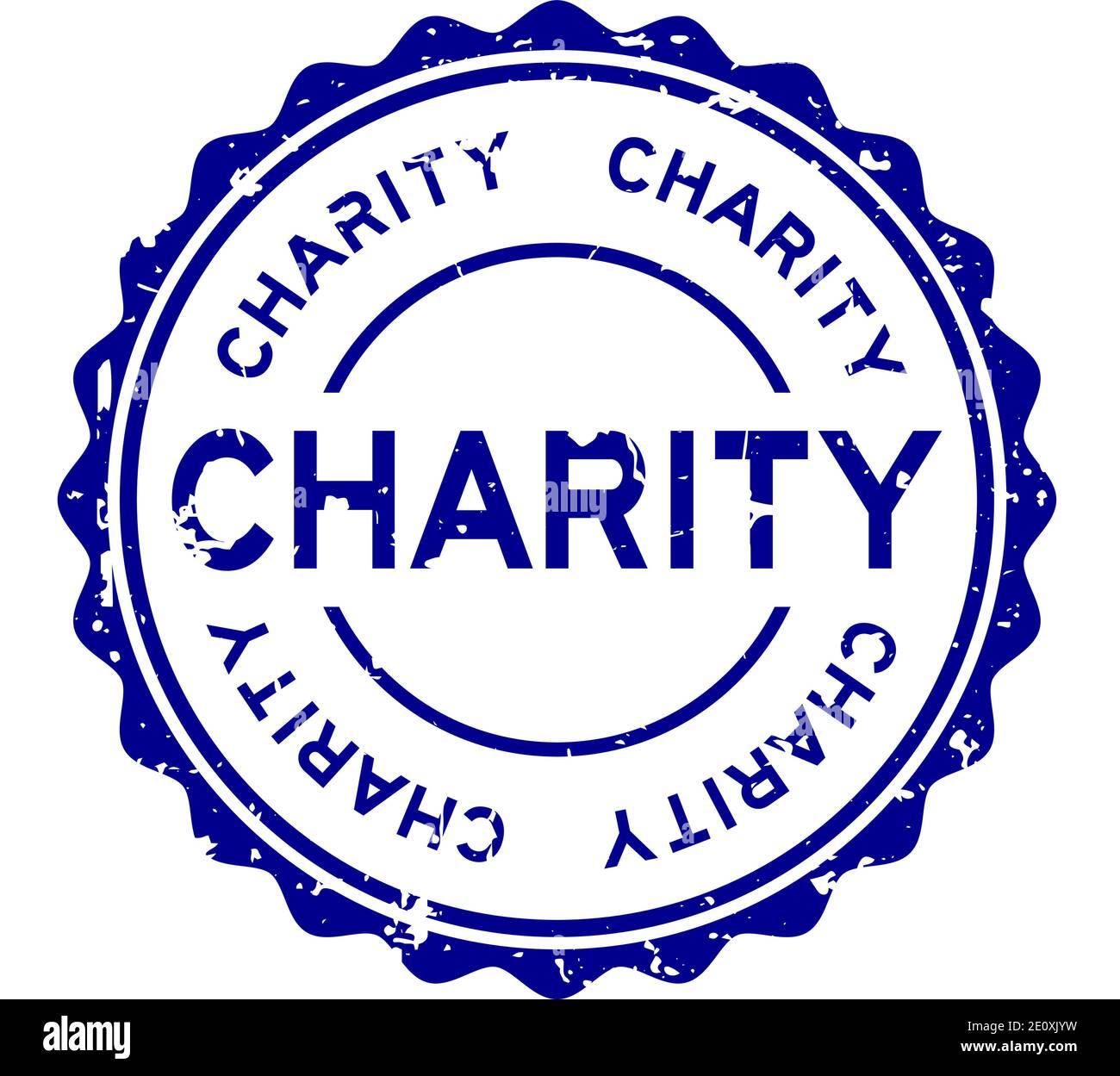 Grunge bleu mot de charité rond joint caoutchouc timbre sur blanc arrière-plan Illustration de Vecteur