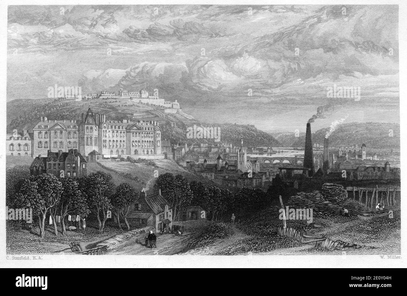 Gravure de Liège par William Miller d'après C Stanfield. Banque D'Images