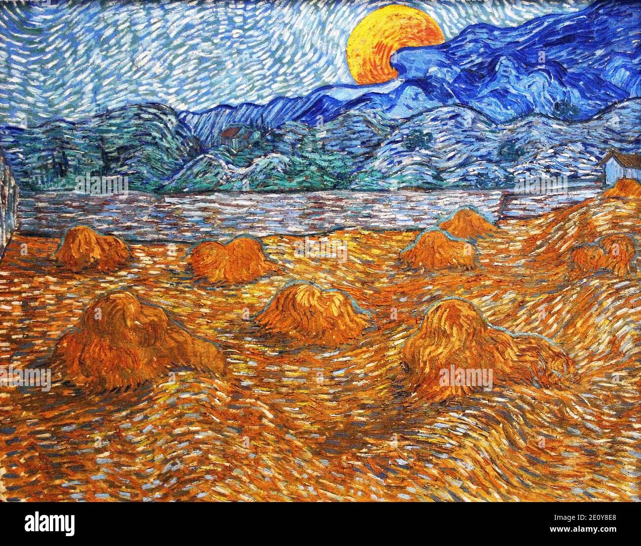 Les champs de blé par Vincent Van Gogh 1889. Musée Kroller-Muller à Otterlo, pays-Bas Banque D'Images