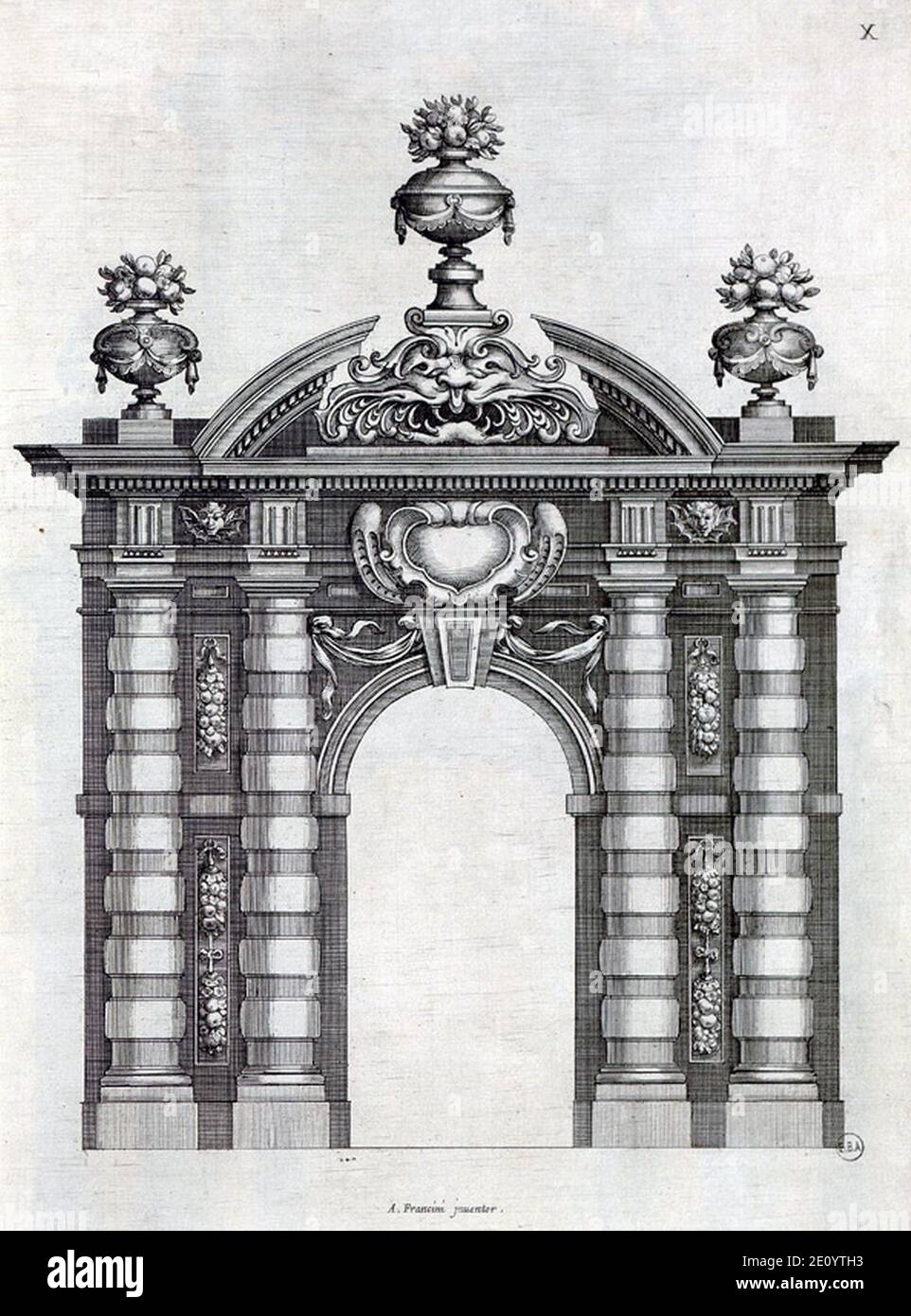 Livre d'Architecture par A Francini Pl10 porte dorique - Architectura (ajustée). Banque D'Images