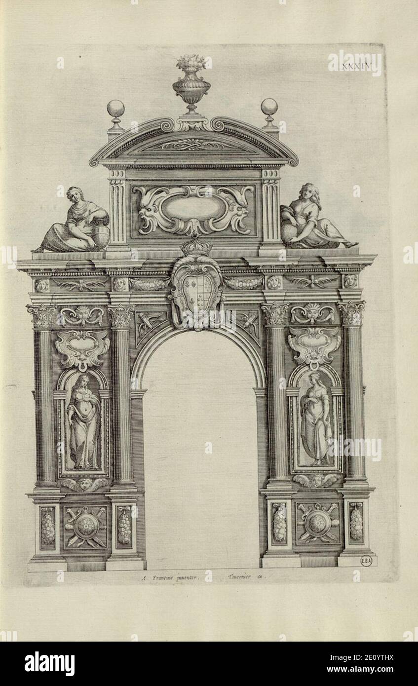 Livre d'Architecture par A Francini Pl34 porte corinthienne - Architectura. Banque D'Images