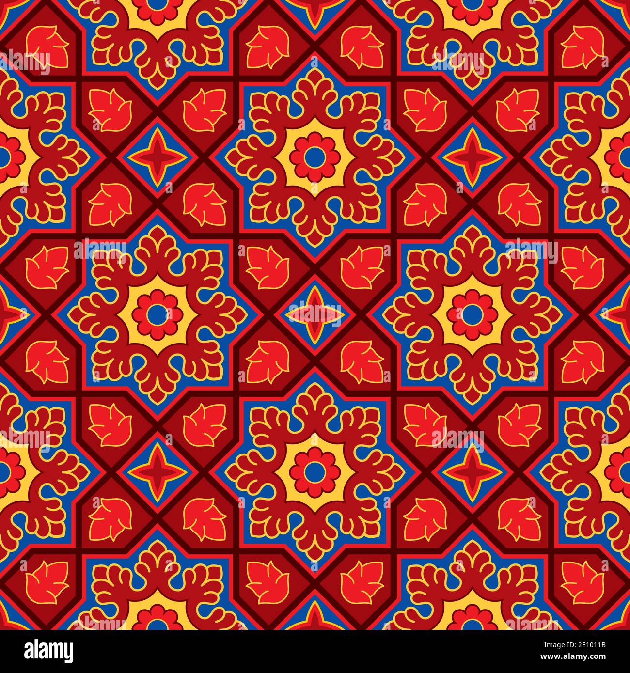 Arrière-plan à motif traditionnel Sindhi, fond d'écran rouge et bleu, illustration vectorielle Illustration de Vecteur