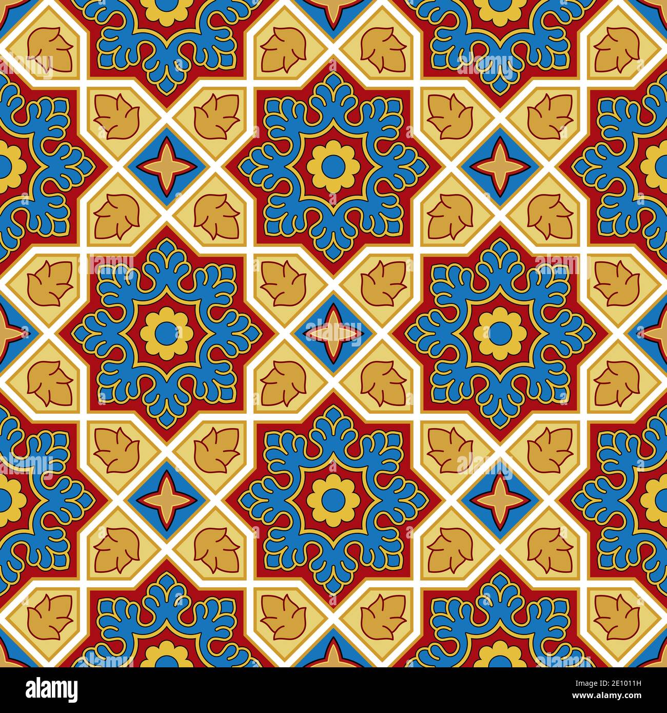 Arrière-plan à motif traditionnel Sindhi, fond d'écran bleu, rouge et doré, illustration vectorielle Illustration de Vecteur