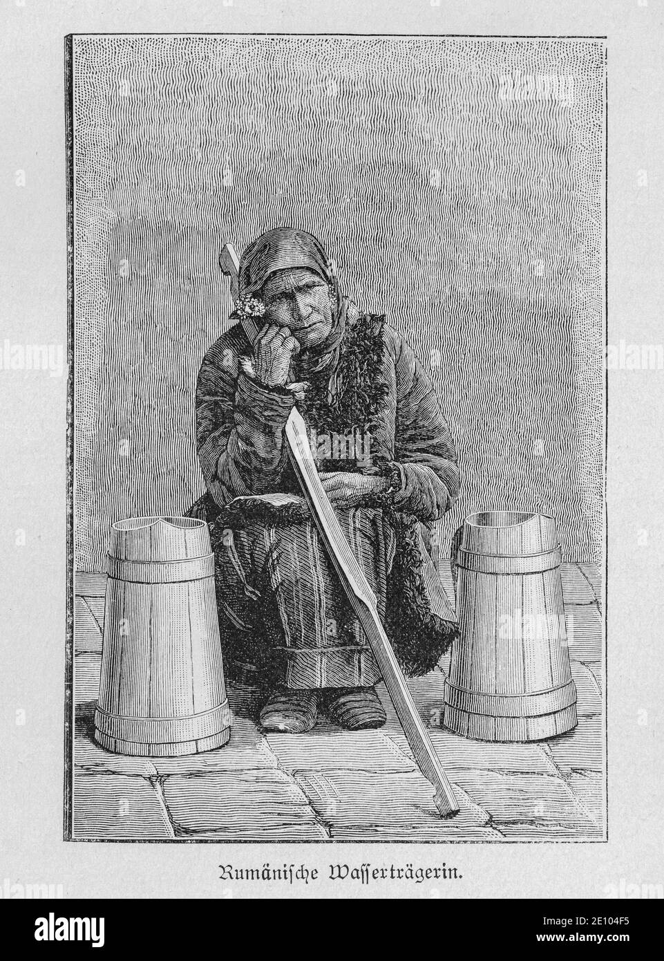 'Rumänische Wasserträgerin', vieille femme roumaine qui la gagne en vie comme transporteur d'eau, Bucarest, Roumanie, 'Die Hauptstädte der Welt', vers 1897 Banque D'Images