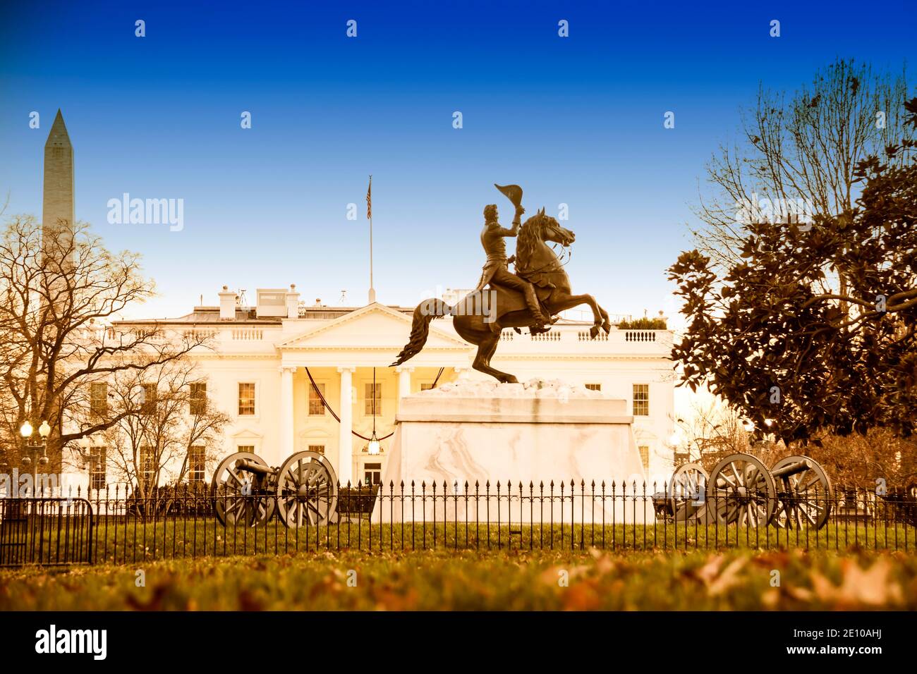 Statue d'Andrew Jackson près de la Maison Blanche à Washington, DC Banque D'Images
