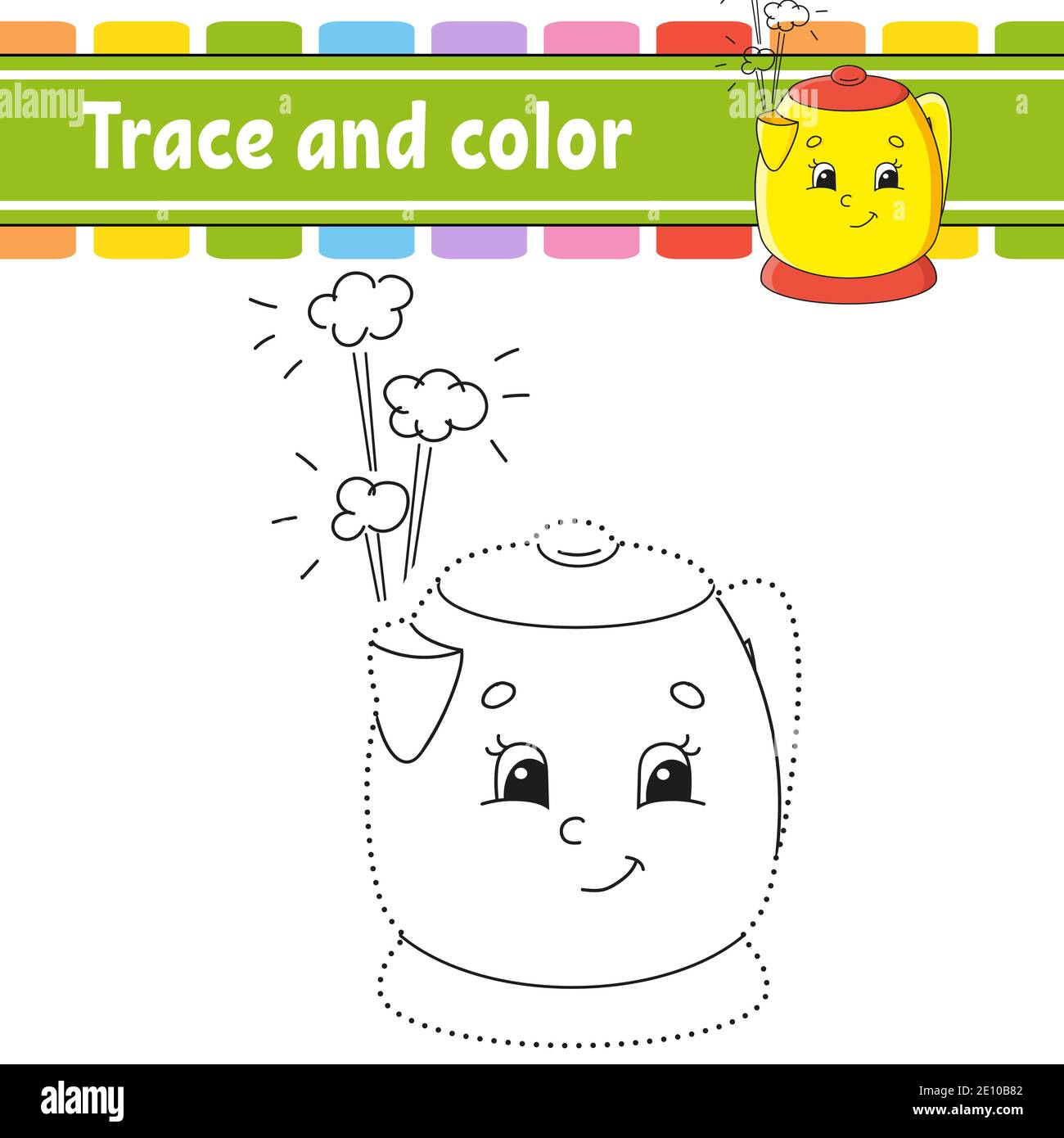 Tracé et couleur. Page de coloriage pour enfants. Pratique de l'écriture manuscrite. Feuille de travail de développement de l'éducation. Page activité. Jeu pour les tout-petits et les enfants d'âge préscolaire. Isola Illustration de Vecteur