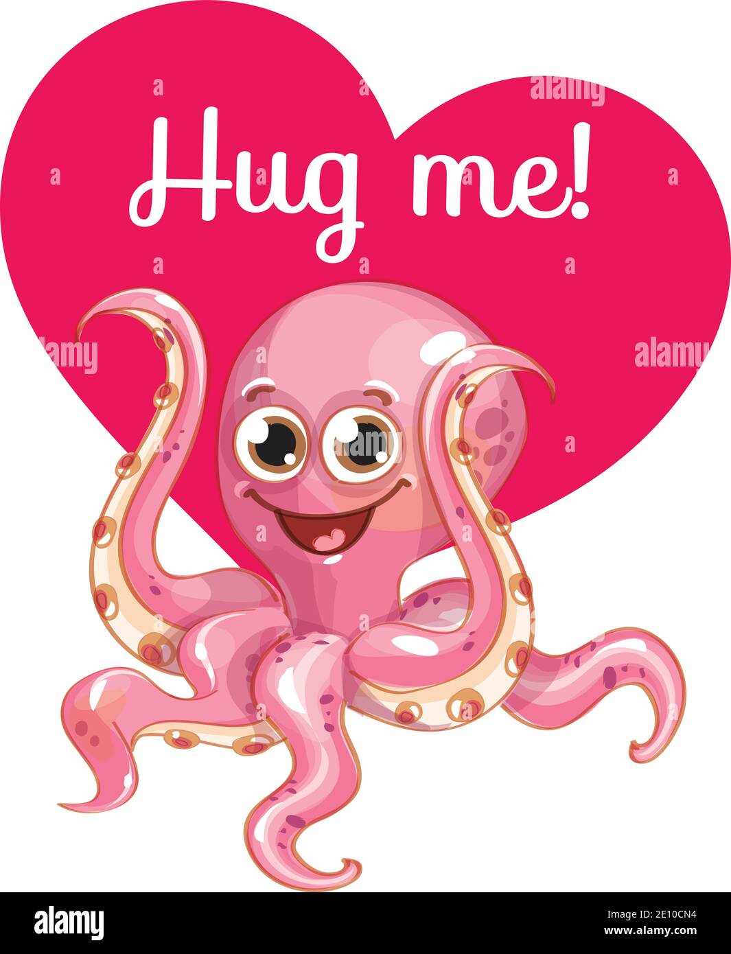 Un pieuvre à dessin animé prêt à vous embrasser Illustration de Vecteur