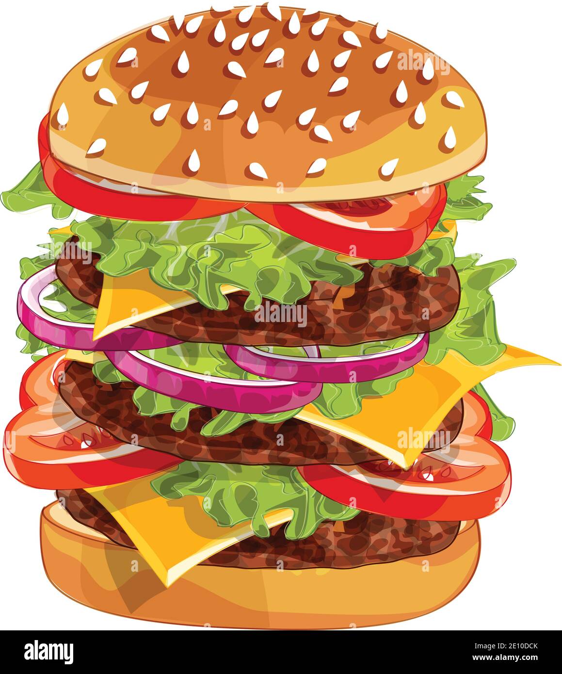 Grand hamburger Vector colorfull sur n'importe quel fond Illustration de Vecteur