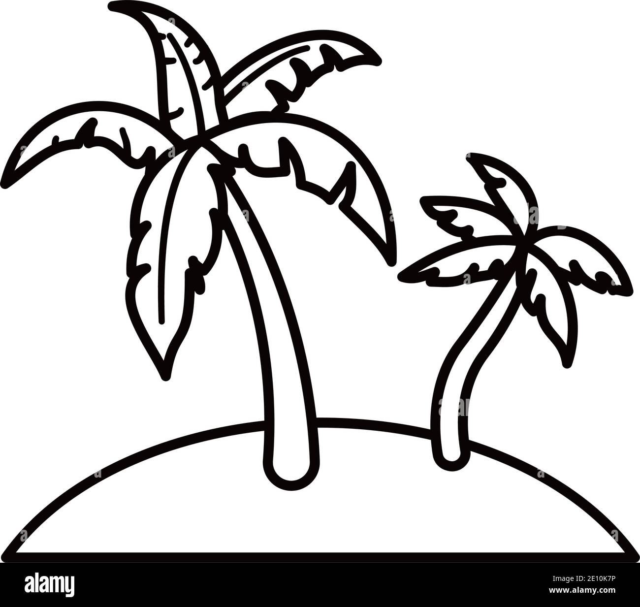 Île tropicale avec vecteur d'icône de la ligne de palmiers Illustration de Vecteur