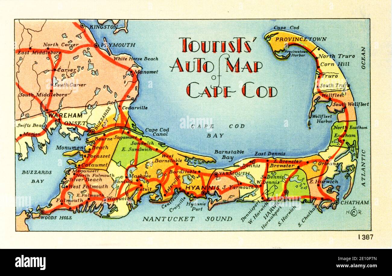 Carte automatique des touristes de Cape Cod Banque D'Images