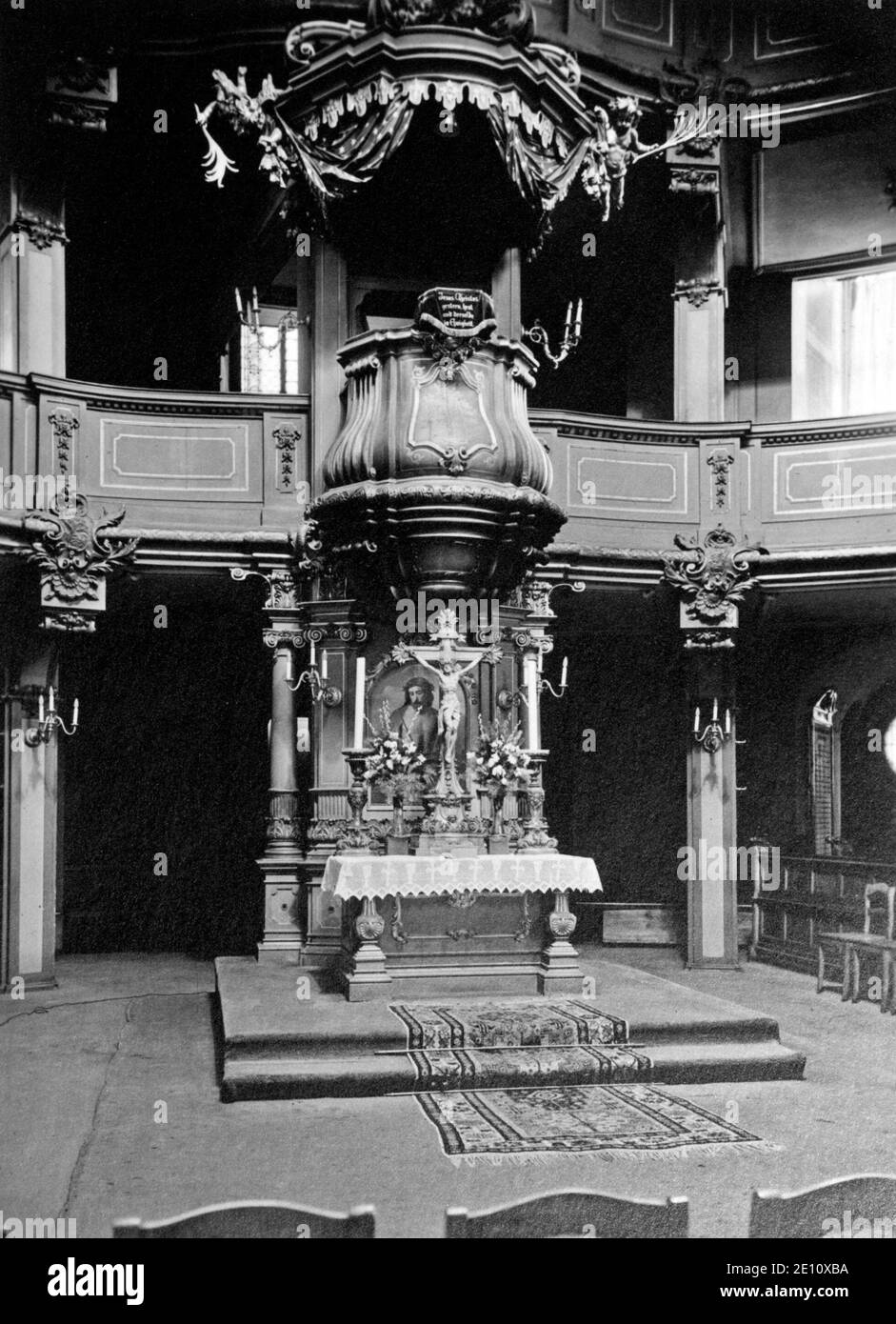Intérieur de l'église de la Trinité, autel, vers 1935, Berlin, Allemagne Banque D'Images
