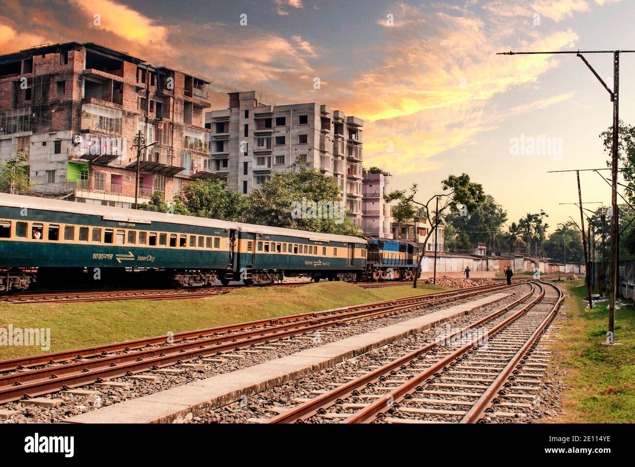 Gare ferroviaire, Dinajpur, Bangladesh. Banque D'Images
