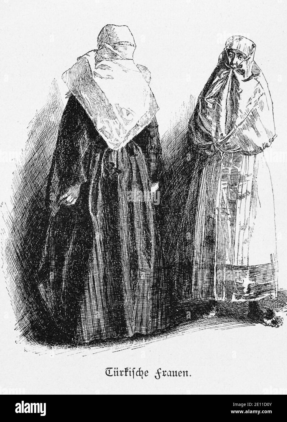 'Türkische Frauen' deux femmes turques voilées dans leur robe quotidienne, Constantinople, Turquie, illustrations de 'Die Hauptstädte der Welt', 1897 Banque D'Images
