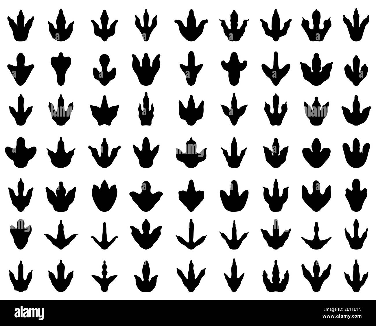 Motif sans couture avec empreintes de dinosaures sur fond blanc Banque D'Images