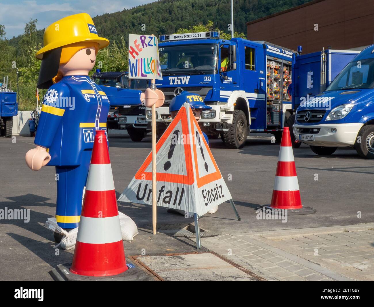 Neckargemuend, Allemagne: 6 juillet 2018: Inauguration de la nouvelle station locale de l'Agence fédérale allemande de secours technique THW (Technisches Banque D'Images