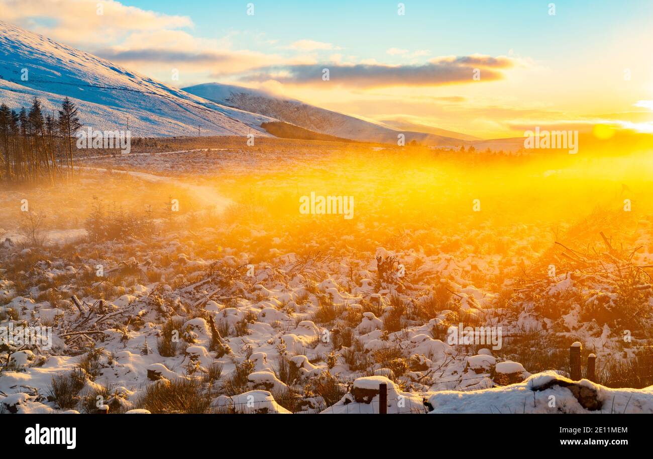 Moel Eilio et Elephant Mountain près de Waunfawr, Gwynedd et des voisins de Snowdon. Image prise le nouvel an 2020 pendant le verrouillage de Covid. Banque D'Images