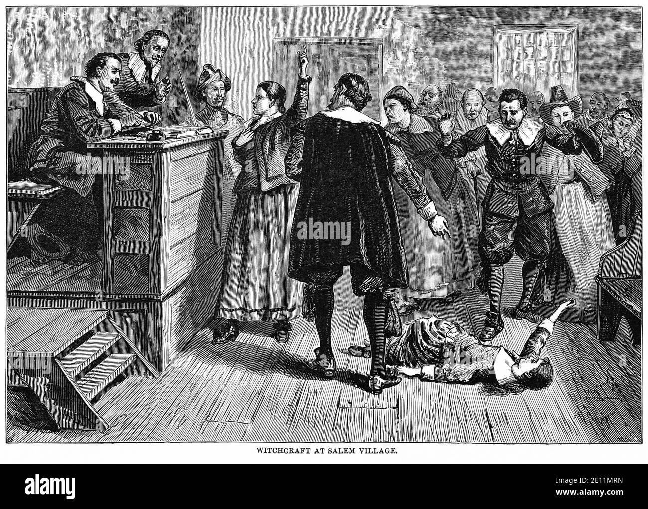 Sorcellerie au village de Salem, illustration, histoire du monde de Ridpath, Volume III, par John Clark Ridpath, LL. D., Merrill & Baker Publishers, New York, 1897 Banque D'Images