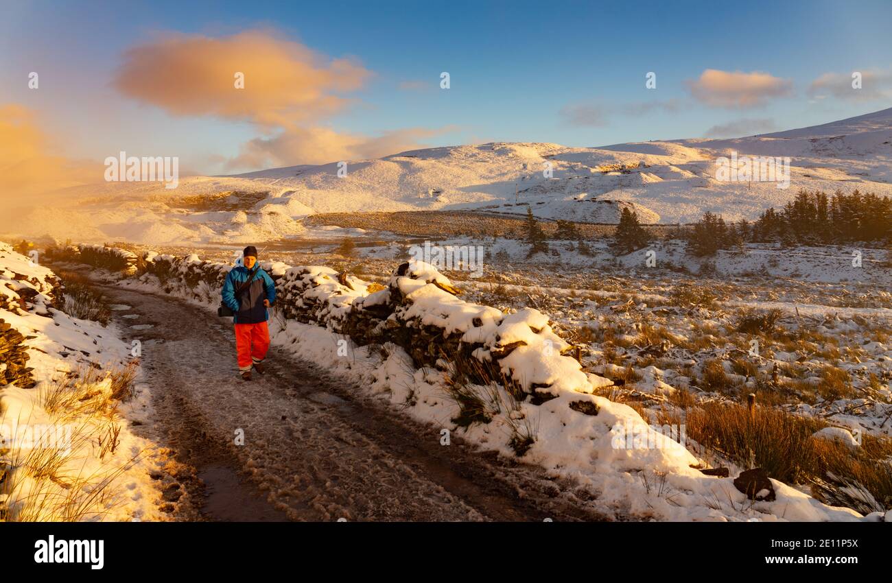 Moel Eilio, près de Waunfawr et Llanberis, Gwynedd, au nord du pays de Galles. Proche voisin du Mont Snowdon. Image prise le 31 décembre 2020 pendant le verrouillage Covid. Banque D'Images