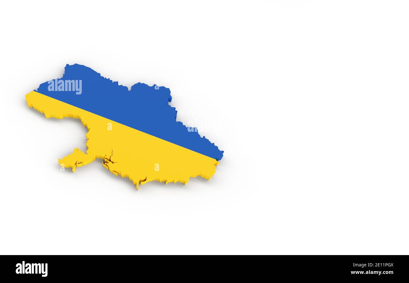 Carte de l'Ukraine avec le rendu de drapeau ukrainien 3D Banque D'Images