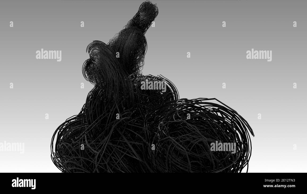 Câbles à fibres optiques sombres, câbles torsadés multiples ou hyper réalistes isolés sur fond gris clair, concept technologique et industriel, 4k Hi Banque D'Images