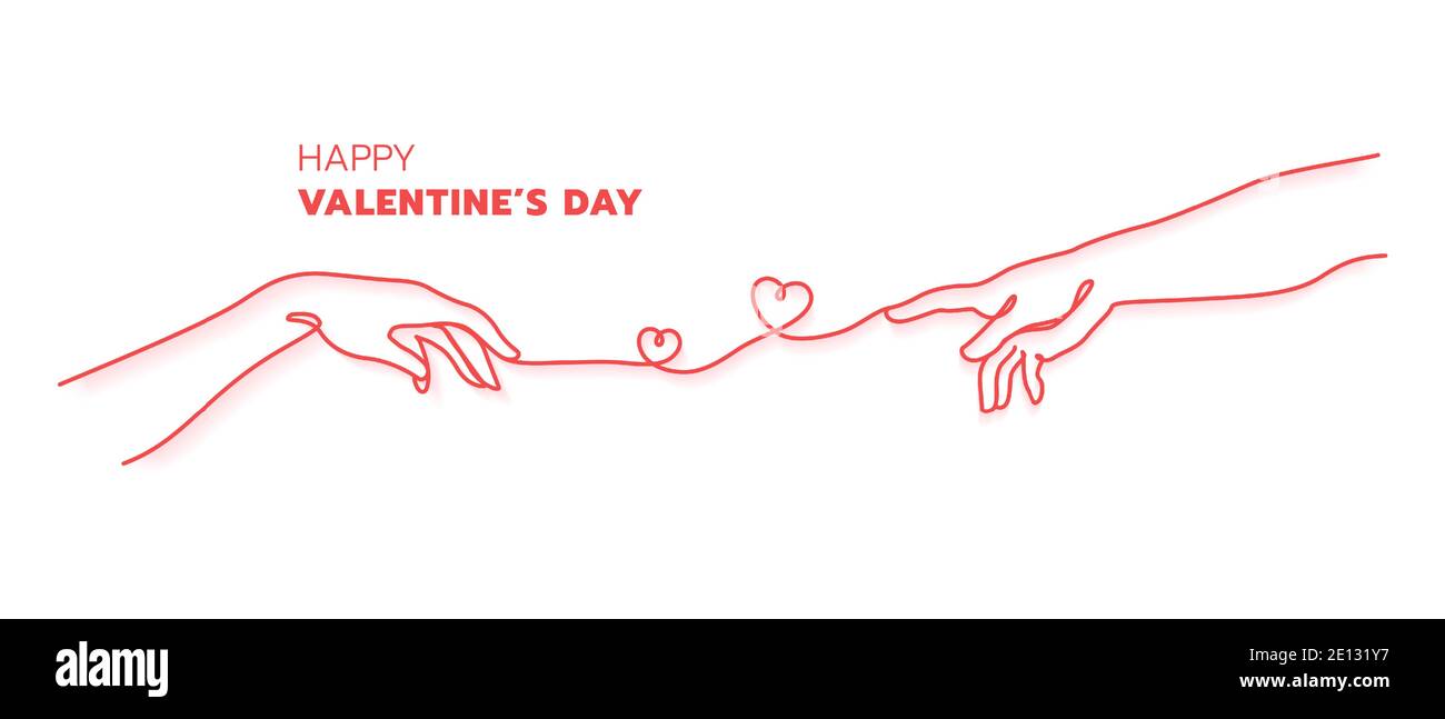 Deux Mains Avec Le Fil Rouge Destin Concept Creation De Main D Adam Dessine Bonne Saint Valentin Style Minimaliste Continuouse Art De Ligne Image Vectorielle Stock Alamy