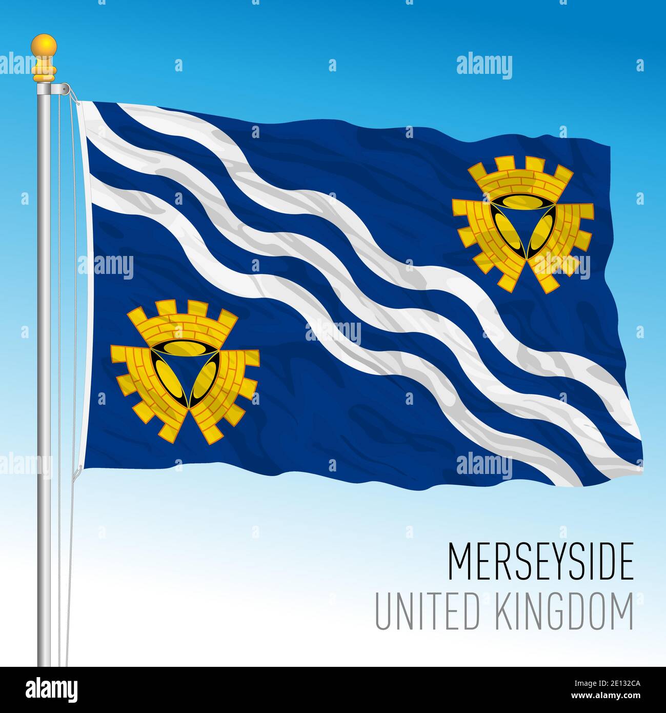 Drapeau Comté de Merseyside, Royaume-Uni, vector illustration Illustration de Vecteur